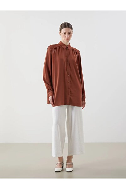 LC Waikiki LCW Modest Pembe Oversize Kadın Gömlek Tunik