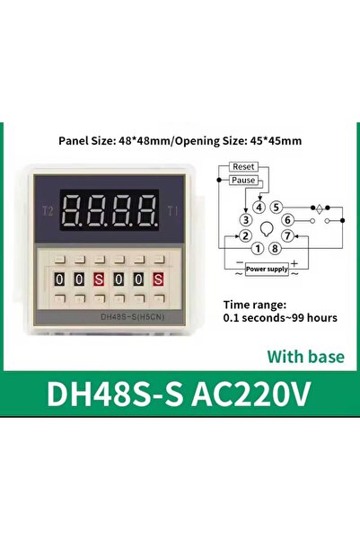 Genaric DH48S-S مؤقت كهربائي 220V مع شاشه رقميه الثواني الدقائق الساعات