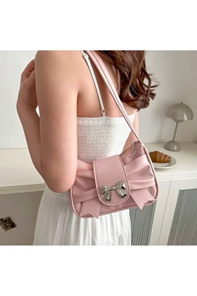 Clariss Imported Bag with Pink Bow Detail Magnet Flap