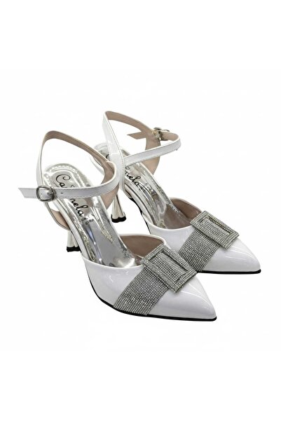 Caramela shoes Shiny heels with diamond accessories, 9 cm high