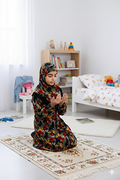 Defkay Kendinden başörtülü kız çocuk namaz elbisesi