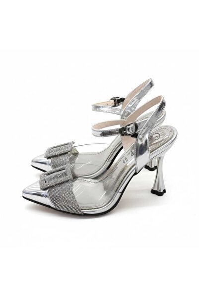 Caramela shoes Clear gelatin with diamonds, 9 cm high