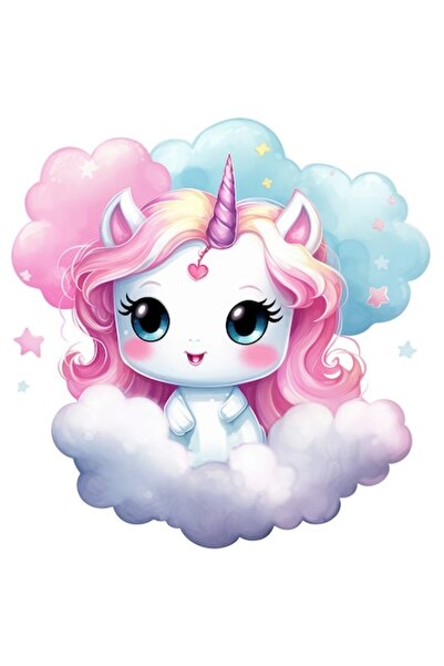 OEM Autocolant decorativ din vinil PVC cu unicorn pe nor, 10 cm