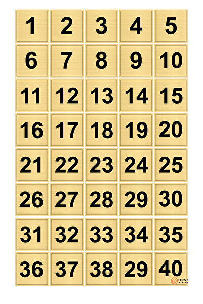 Orse Reklam أرقام طاولات الخزانة من 1 إلى 40 (3.5×3.5 سم)