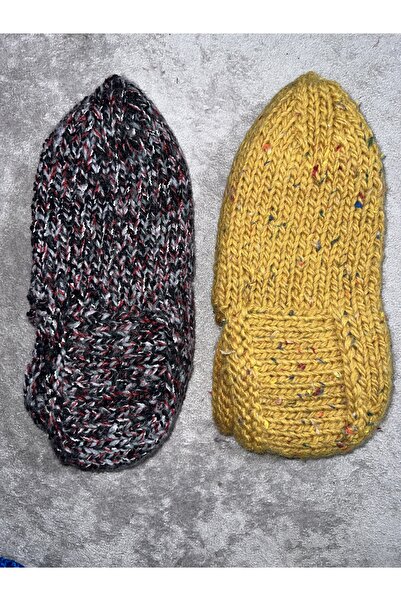 MESKSTORE 2 Çift El Örgü Sıcak&Yumuşak Tutan Kışlık Patik 43 Numara