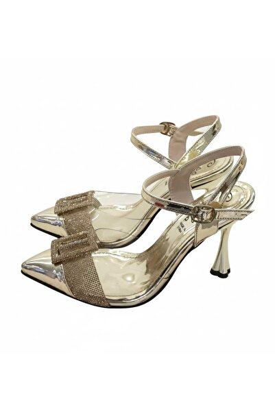 Caramela shoes Clear gelatin with diamonds, 9 cm high