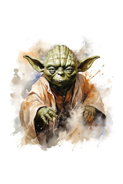OEM Autocolant - Personaj Jedi Yoda, Fani SF, Bordură albă, Vinil PVC 15 cm