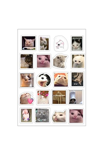 OEM Set de 20 de autocolante cu pisici, 4–5 cm, impermeabile, laminate, 0,1 mm