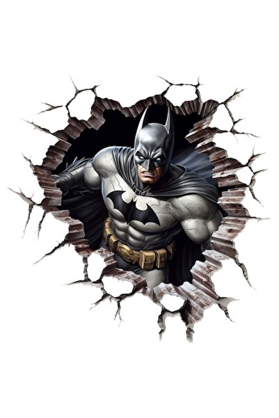 OEM Autocolant cu supereroul Batman care iese din peșteră, vinil PVC, margini albe, 15 cm