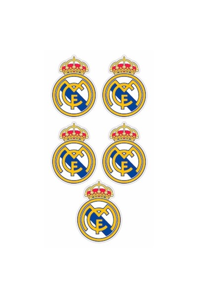 autostickere Set de 5 stickere decorative, Real Madrid CF, 10 cm fiecare