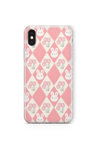 FLAMENKO حافظة هاتف شفافة بنمط الأرنب والزنبق متوافقة مع iPhone Xs Max