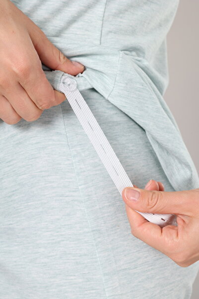 Rimel Homewear Melanj Double Breasted Collar Long Sleeve Maternity Pajama Set with Dressing Gown