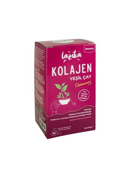 KMS HOME شاي لازيكا بالكولاجين والشاي الأخضر، 18 كيس شاي، 27 جرام.