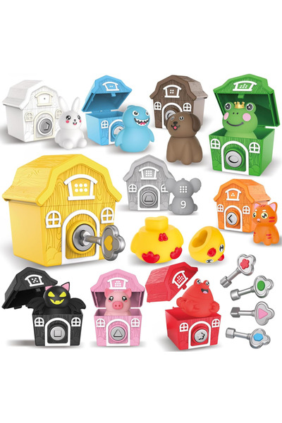 Gopo Toys Jucarie Educativa Montessori pentru Copii - Set Interactiv Ferma Animalelor - Sortare si Stivuire