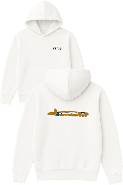 VSRN تصميم أرادان باكان سيمب مطبوع قصة فضفاضة سويت شيرت أبيض بغطاء رأس