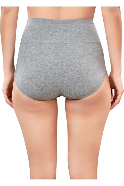 Generic PLUMBURY Women's Cotton & Spandex Tummy Control Panties (Pack of 2), Grey-Black, Free Size