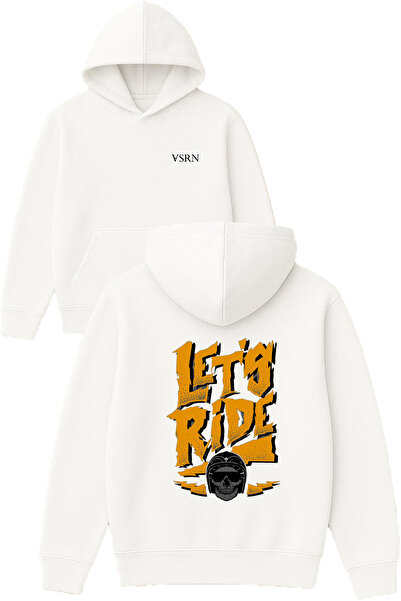 VSRN Lets Ride Hanorac alb supradimensionat cu glugă și imprimeu