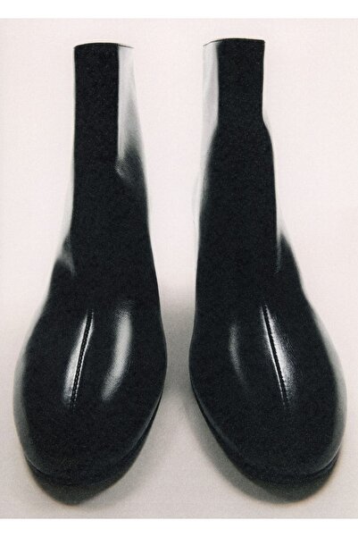 MANGO Woman Blok topuk deri kısa bot