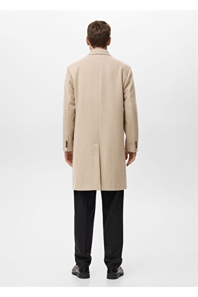 MANGO Man Yün uzun kruvaze palto