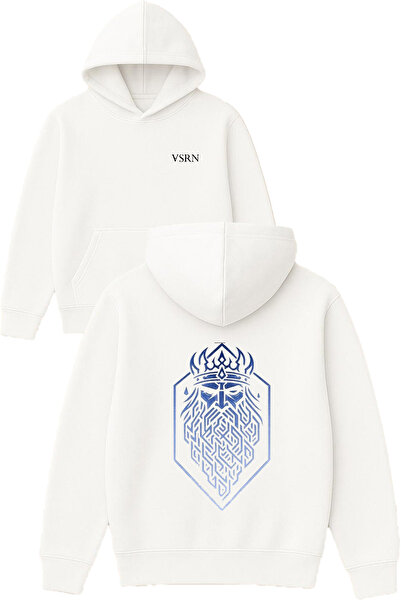 VSRN تصميم آيس كينغ مطبوع قصة فضفاضة سويت شيرت أبيض بغطاء رأس