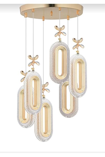 Roza Alfa kafa 6li 3Renk Medern Ledli Avize