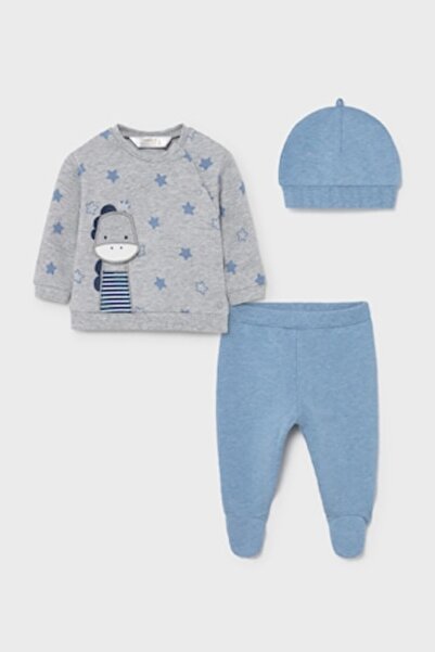 MAYORAL Set de haine - 3 piese, albastru melanj/gri melanj, 55 cm