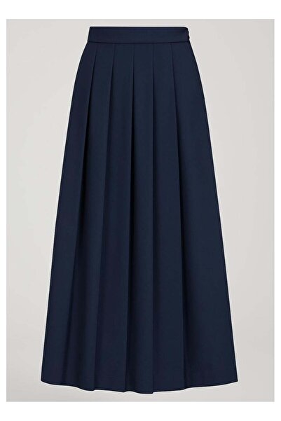 UD Long Pleated School Skirt - Navy Twill, Size L