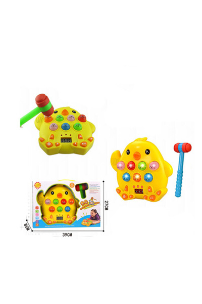 Other لعبة دجاج تفاعلية للأطفال مع مطرقة وأزرار ملونة، 39×27×8 سم - موديل رقم 38001B