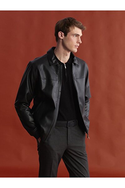 LC Waikiki LCWAIKIKI Classic Standart Kalıp Erkek Deri Görünümlü Mont
