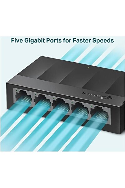 TP-LINK مفتاح شبكة إيثرنت جيجابت LS1005G بخمسة منافذ - علبة بلاستيكية، بدون مروحة، غير مُدار، موصل بالقابس