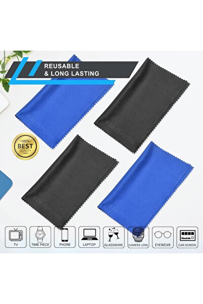 Other ECO-FUSED Eco-Friendly Large Microfiber Cleaning Cloths, 4-Pack, 18×18 in (Blue/Black)