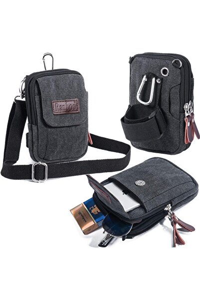 Other حقيبة هاتف من القماش من رانبو - محفظة هاتف صغيرة للرجال مع مشبك حزام (أ...