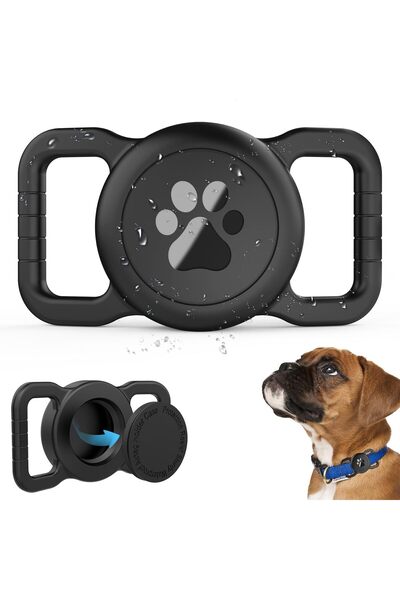 Other حامل طوق الحيوانات الأليفة AirTag من SANKALA - سيليكون مقاوم للماء (أسود)