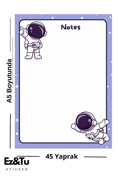 Ez&Tu Stıcker Uzay ve Astronot A5 Defter – 45 Yaprak | Galaxy Collection
