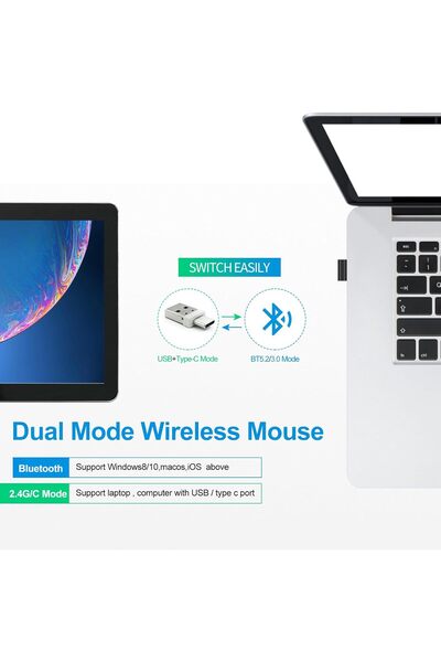 Other KLO Rechargeable 4-Mode Bluetooth Mouse (Bluetooth 3.0/5.2 + USB 2.4G/Type-C) - Gold Pink