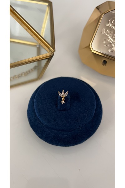 SU PERİSİ TAKI BİJUTERİ Cerrahi Çelik Gold Tek Taş Sallantılı Lotus Piercing, Tragus, Helix