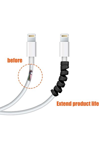 Other Flexible Silicone Micro-USB Cable Protectors - 12 pcs (Gray & Black) - Gitek