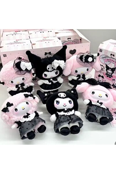 victiny Figurina breloc pluș Sanrio Kuromi și My Melody, 15 cm, multicolore c...