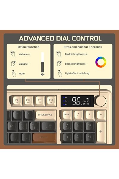 Genel Markalar Freewolf M96 2.4g Bt5.0 Çift Bağlantılı Tft Led Ekranlı Reinbow Gaming Oyuncu Klavye