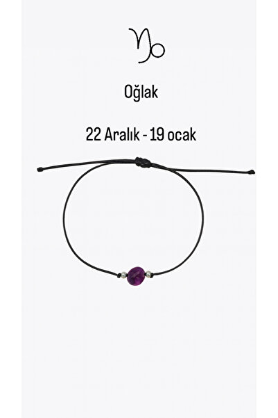 Femenino Oğlak Burcu Gerçek Doğal Ametist Taşlı Şans Bilekliği – Özel Kutulu