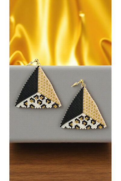 SEARD Miyuki Beads Handmade Leopard Triangle Earrings