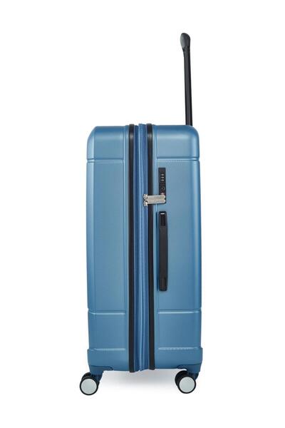 Calvin Klein Metallic Blue In Flight Hard Medium Checked Trolley