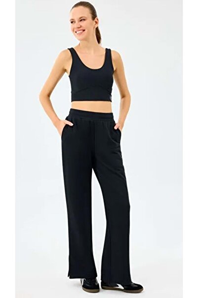 SKECHERS W Essential Wide Leg Regular Fit S2610010 Kadın Eşofman Altı SİYAH