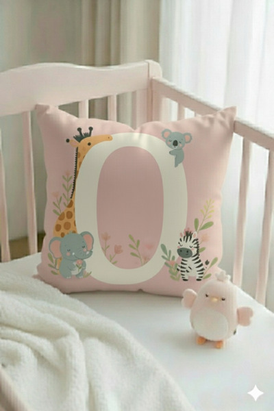 ALAMODECOR Husă pentru pernă pentru cameră pentru fete, cu două fețe, digitală, cu imprimeu culori roz, litera O