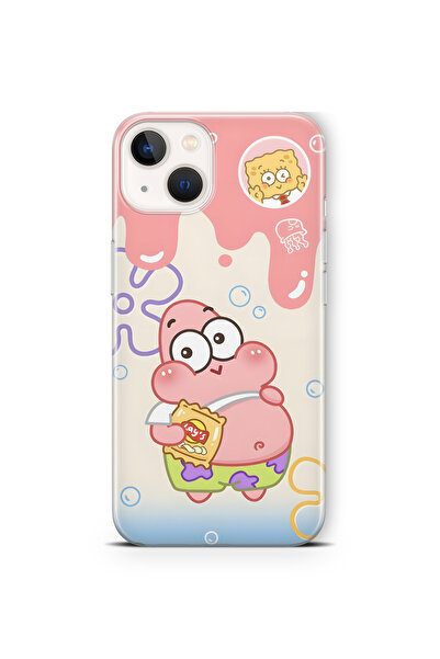 FLAMENKO iPhone 15 Plus Uyumlu Patrick Star Desenli Şeffaf Telefon Kılıfı