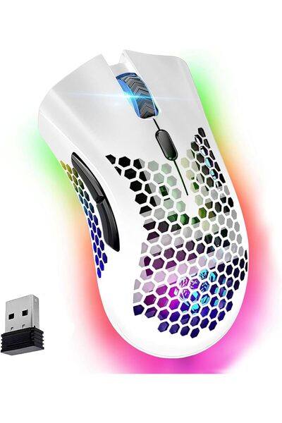 Generic فأرة ألعاب VEGCOO، فأرة لاسلكية قابلة لإعادة الشحن بتصميم خلية النحل،...