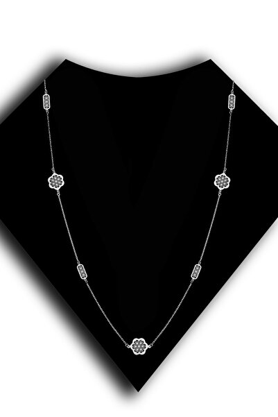Roxx Jewellery 925 Ayar Gümüş Uzun Zincirli Yaşam Çiçeği motifli Kadın Kolye
