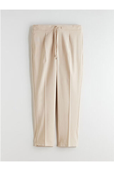 LC Waikiki M1 Season Beige Elastic Waist Carrot Cut Women's Pleated Pants
