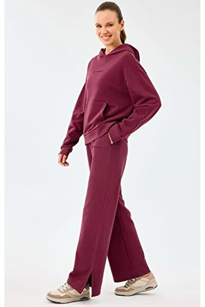 SKECHERS W Essential Wide Leg Regular Fit S2610010 Kadın Eşofman Altı BORDO