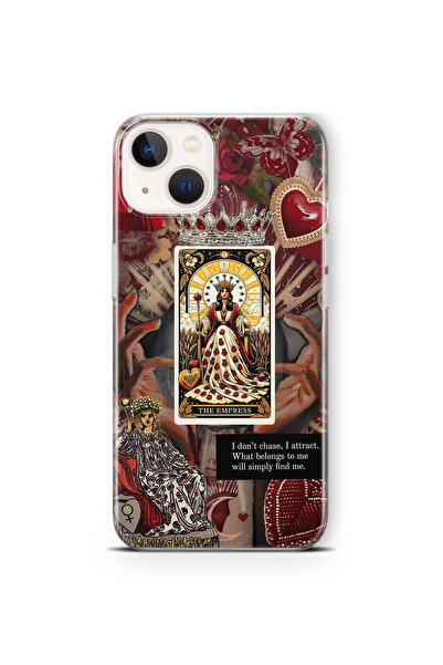 FLAMENKO iPhone 14 Plus Uyumlu The Empress Kraliçe Tarot Desenli Şeffaf Telef...